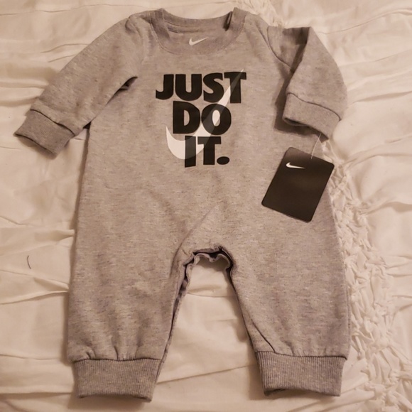 Nike gray, black, and white Just Do It Romper - Picture 1 of 2
